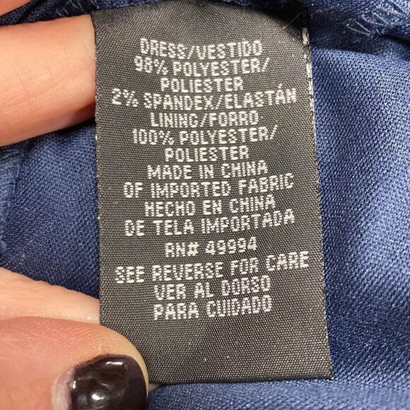 R&M Richards Navy Off the Shoulder Fishtail Evening Gown with Full Body Shimmer - Picture 9 of 12